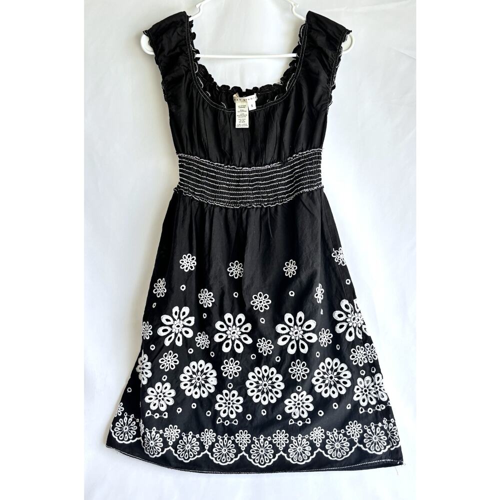 Max Studio Black & White Embroidered Sundress Size S